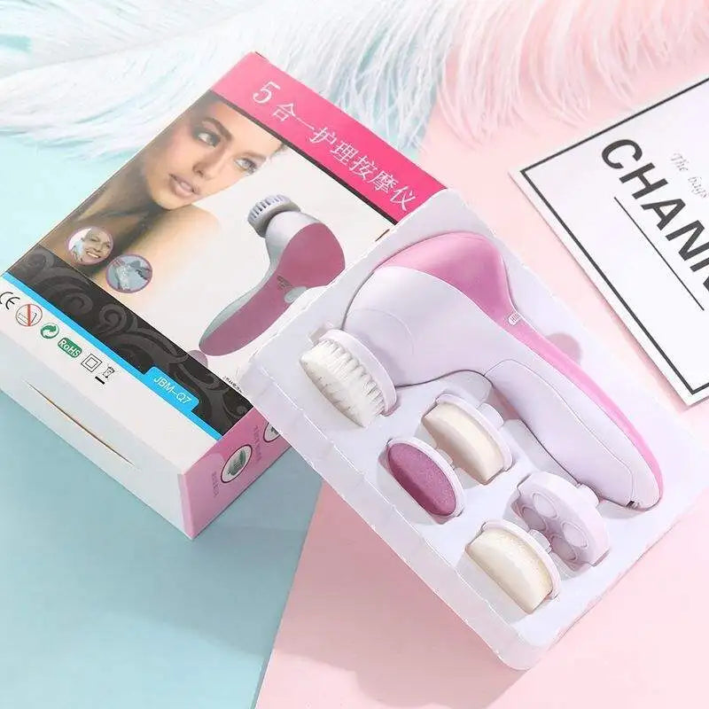 5-in-1 Electric Face Cleansing Brush Set – Complete Skincare Tool UK