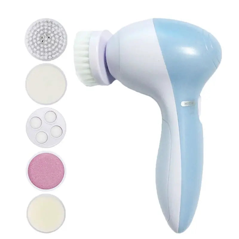 5-in-1 Electric Face Cleansing Brush Set – Complete Skincare Tool UK