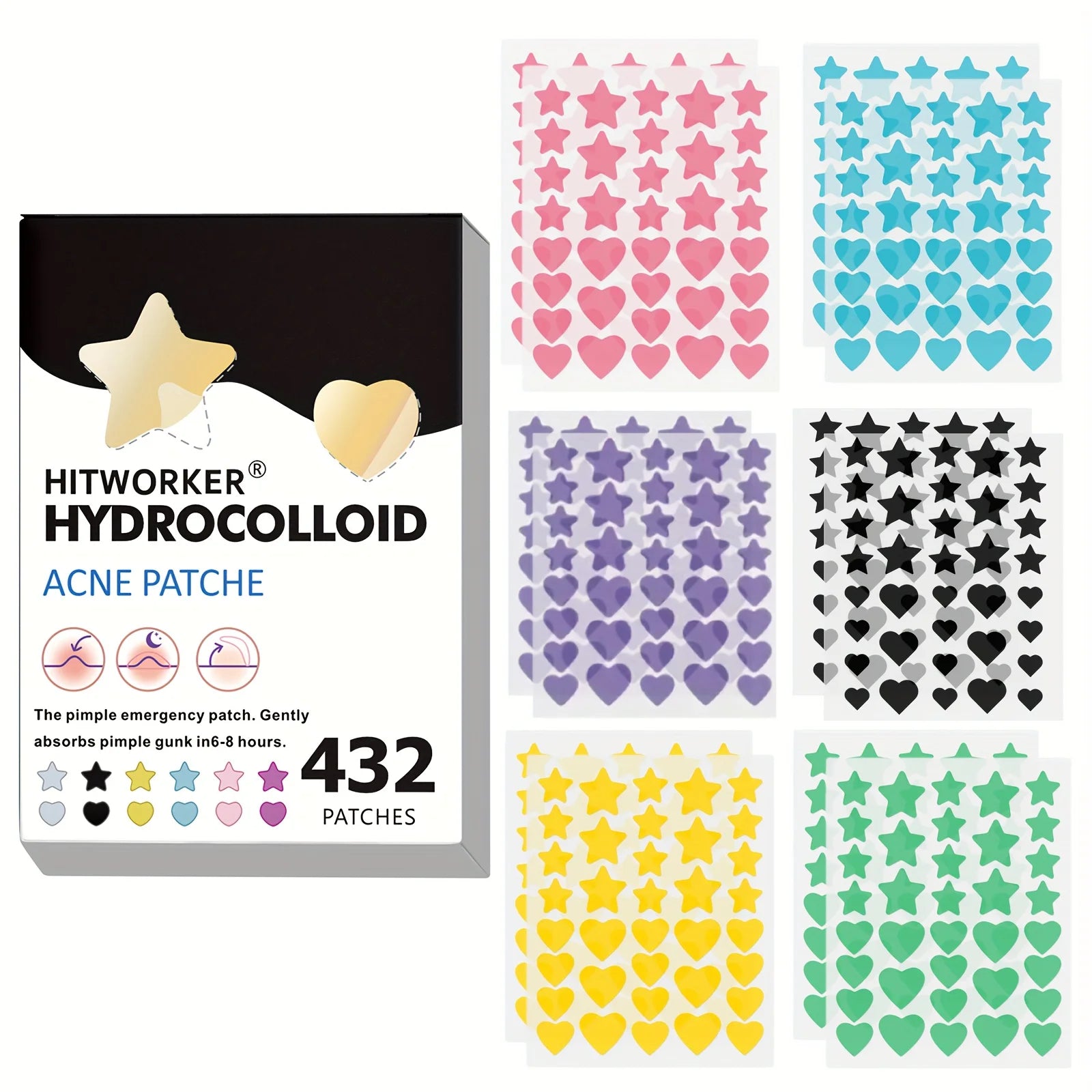 Star-Shaped Pimple Patches – 432 Pack | Acne Spot Treatment UK